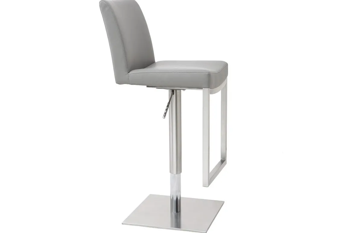Discount Miliboo Set de 2 taburetes de cocina regulables grises con acero cromado KYLE