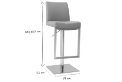 Discount Miliboo Set de 2 taburetes de cocina regulables grises con acero cromado KYLE