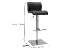 Fashion Miliboo Set de 2 taburetes de cocina de diseño regulable negro y acero inoxidable cepillado SHEINA