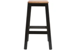 Clearance Miliboo Set de 2 taburetes de cocina industriales de metal negro y madera 75 cm NICK