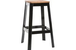 Clearance Miliboo Set de 2 taburetes de cocina industriales de metal negro y madera 75 cm NICK