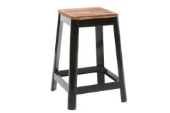 Best Sale Miliboo Set de 2 taburetes de cocina industriales de metal negro y madera 65 cm NICK