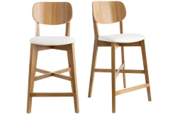Shop Miliboo Set de 2 taburetes de cocina de madera de roble y blanco 65 cm LUCIA