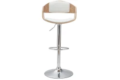 Shop Miliboo Set de 2 taburetes de cocina ajustables de poliuretano blanco y madera clara EUSTACHE