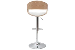 Shop Miliboo Set de 2 taburetes de cocina ajustables de poliuretano blanco y madera clara EUSTACHE