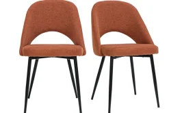 Discount Miliboo Set de 2 sillas vintage de tejido efecto aterciopelado texturizado terracota y metal COSETTE