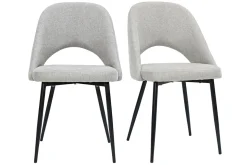 Discount Miliboo Set de 2 sillas vintage de tejido efecto aterciopelado texturizado gris y metal COSETTE