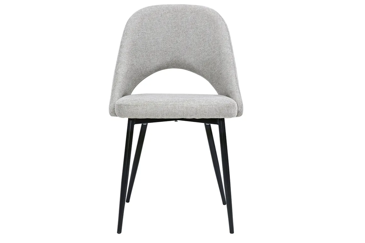 Discount Miliboo Set de 2 sillas vintage de tejido efecto aterciopelado texturizado gris y metal COSETTE