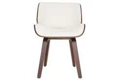 Clearance Miliboo Silla blanca y madera oscura nogal RUBBENS