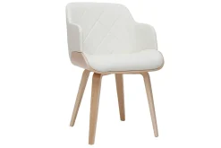 Hot Miliboo Silla de diseño blanca y de madera clara LUCIEN