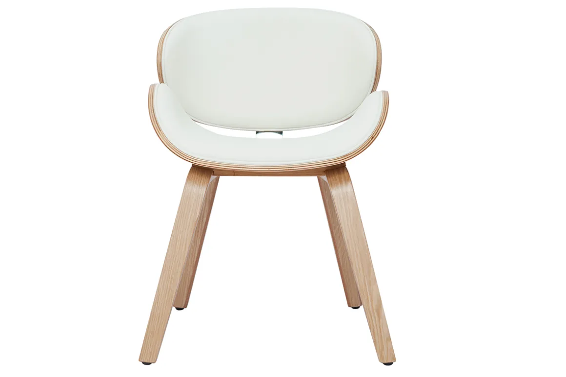 Outlet Miliboo Silla de diseño blanca y madera clara WALNUT