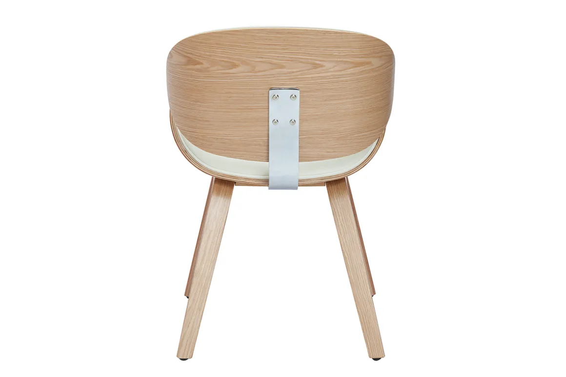 Outlet Miliboo Silla de diseño blanca y madera clara WALNUT