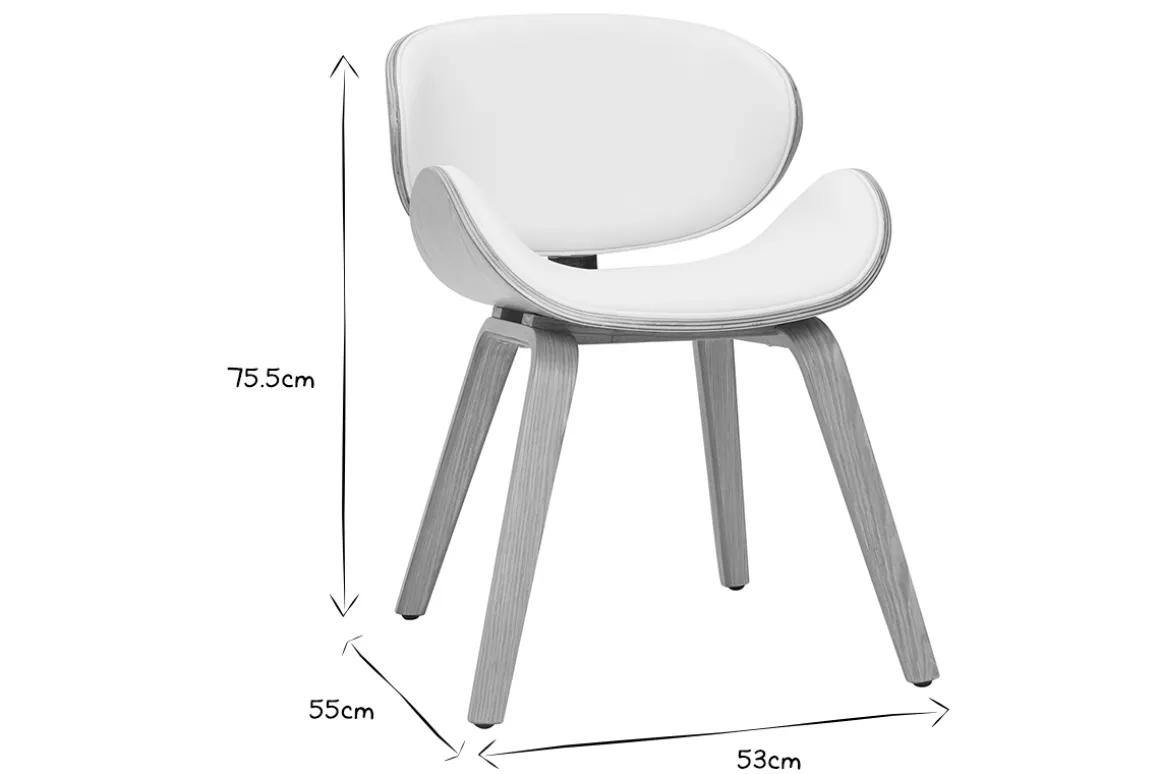 Outlet Miliboo Silla de diseño blanca y madera clara WALNUT