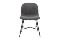 Store Miliboo Silla de diseño de efecto aterciopelado gris oscuro y metal negro ARCADE