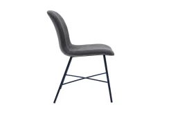 Store Miliboo Silla de diseño de efecto aterciopelado gris oscuro y metal negro ARCADE