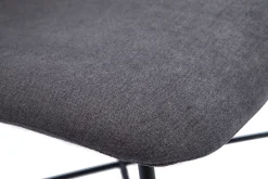 Store Miliboo Silla de diseño de efecto aterciopelado gris oscuro y metal negro ARCADE