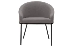 Sale Miliboo Silla de diseño de tela efecto aterciopelado gris y metal negro JENNA