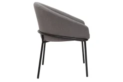 Sale Miliboo Silla de diseño de tela efecto aterciopelado gris y metal negro JENNA