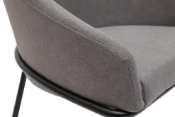 Sale Miliboo Silla de diseño de tela efecto aterciopelado gris y metal negro JENNA