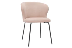 Shop Miliboo Silla de diseño de tela efecto aterciopelado rosa palo y metal negro YDA