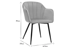 Best Sale Miliboo Silla de diseño de terciopelo color topo y patas de metal negro MILLY
