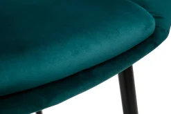 Best Miliboo Silla de diseño de terciopelo azul petróleo y patas de metal negro PRISMA
