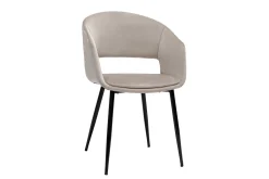 Fashion Miliboo Silla de diseño de terciopelo color topo con patas de metal negro PRISMA