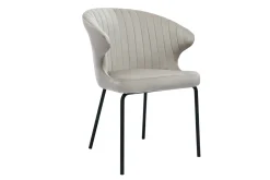 Flash Sale Miliboo Silla de diseño de terciopelo gofrado color topo y metal negro REQUIEM