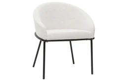 New Miliboo Silla de diseño de terciopelo chenilla beige y metal negro JENNA
