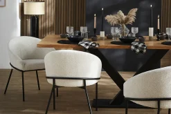 New Miliboo Silla de diseño de terciopelo chenilla beige y metal negro JENNA