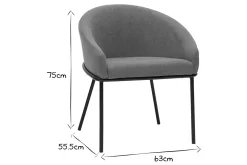 New Miliboo Silla de diseño de terciopelo chenilla beige y metal negro JENNA