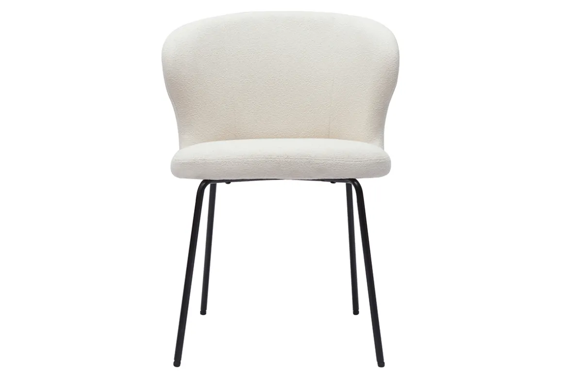 Sale Miliboo Silla de diseño en tejido borreguillo blanco y metal negro YDA