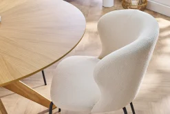 Sale Miliboo Silla de diseño en tejido borreguillo blanco y metal negro YDA