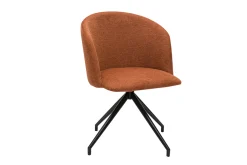 New Miliboo Silla de diseño giratoria 360° de terciopelo texturizado color terracota y metal negro VANITY