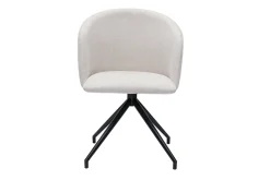 Fashion Miliboo Silla de diseño giratoria 360° de terciopelo beige texturizado y metal negro VANITY