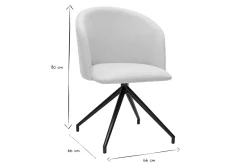 Fashion Miliboo Silla de diseño giratoria 360° de terciopelo beige texturizado y metal negro VANITY
