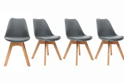 Online Miliboo Silla de diseño gris lote de 4 PAULINE