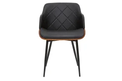 Discount Miliboo Silla de diseño negra con nogal LUCIEN