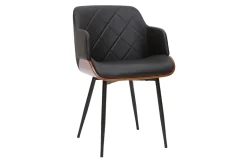 Discount Miliboo Silla de diseño negra con nogal LUCIEN