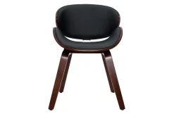 New Miliboo Silla de diseño negra y madera oscura WALNUT