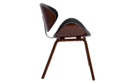 New Miliboo Silla de diseño negra y madera oscura WALNUT