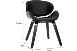 New Miliboo Silla de diseño negra y madera oscura WALNUT