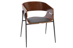 Sale Miliboo Silla de diseño negra y madera oscura WESS