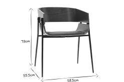 Sale Miliboo Silla de diseño negra y madera oscura WESS