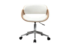 Best Sale Miliboo Silla de escritorio blanco y madera clara con ruedas BENT