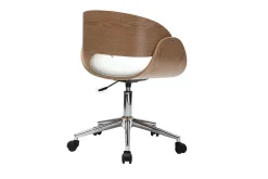 Best Sale Miliboo Silla de escritorio blanco y madera clara con ruedas BENT