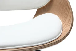 Best Sale Miliboo Silla de escritorio blanco y madera clara con ruedas BENT