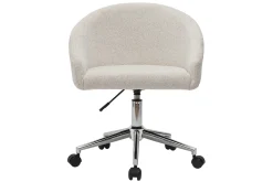 Sale Miliboo Silla de escritorio de diseño de terciopelo chenilla beige con ruedas RAVEN
