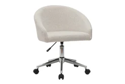 Sale Miliboo Silla de escritorio de diseño de terciopelo chenilla beige con ruedas RAVEN