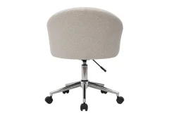 Sale Miliboo Silla de escritorio de diseño de terciopelo chenilla beige con ruedas RAVEN